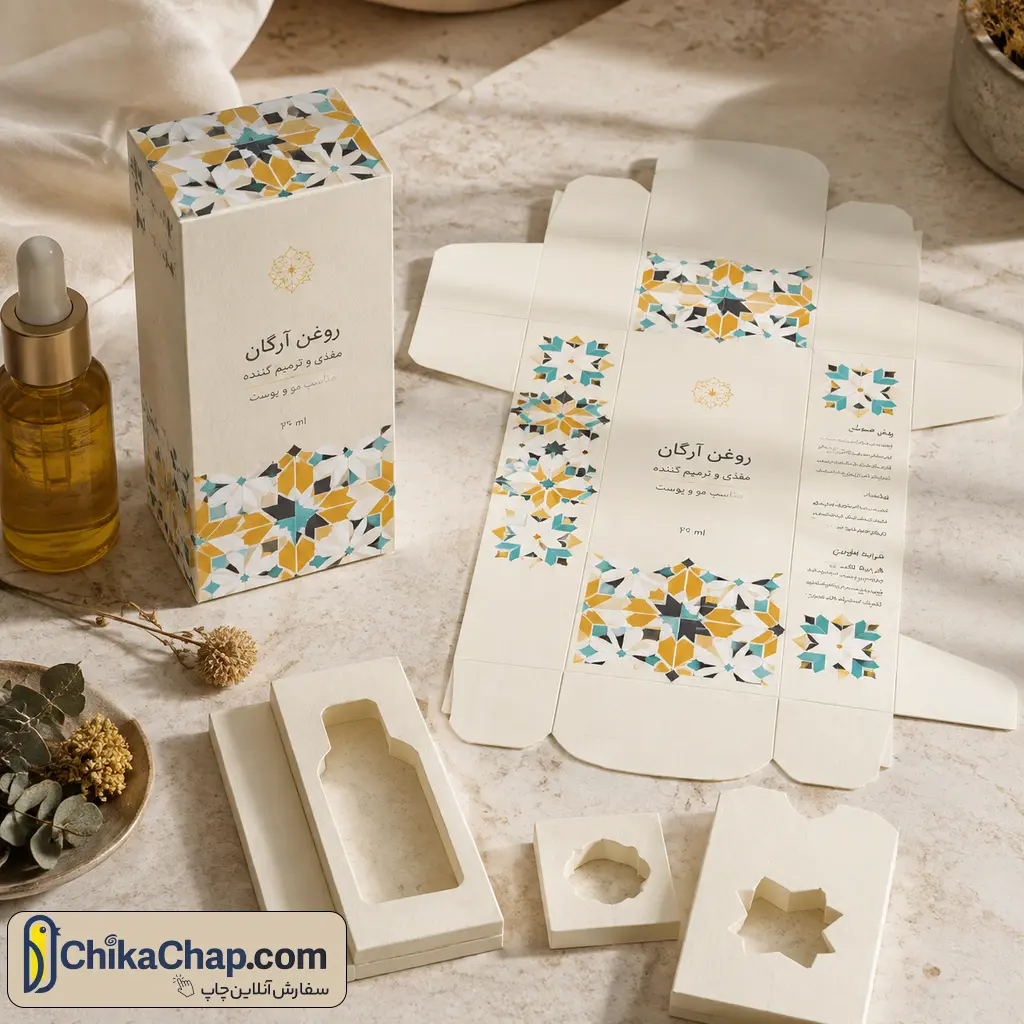 مقوای ایندربرد برش خورده برای ساخت جعبه کوچک و بسته&zwnj;بندی اختصاصی